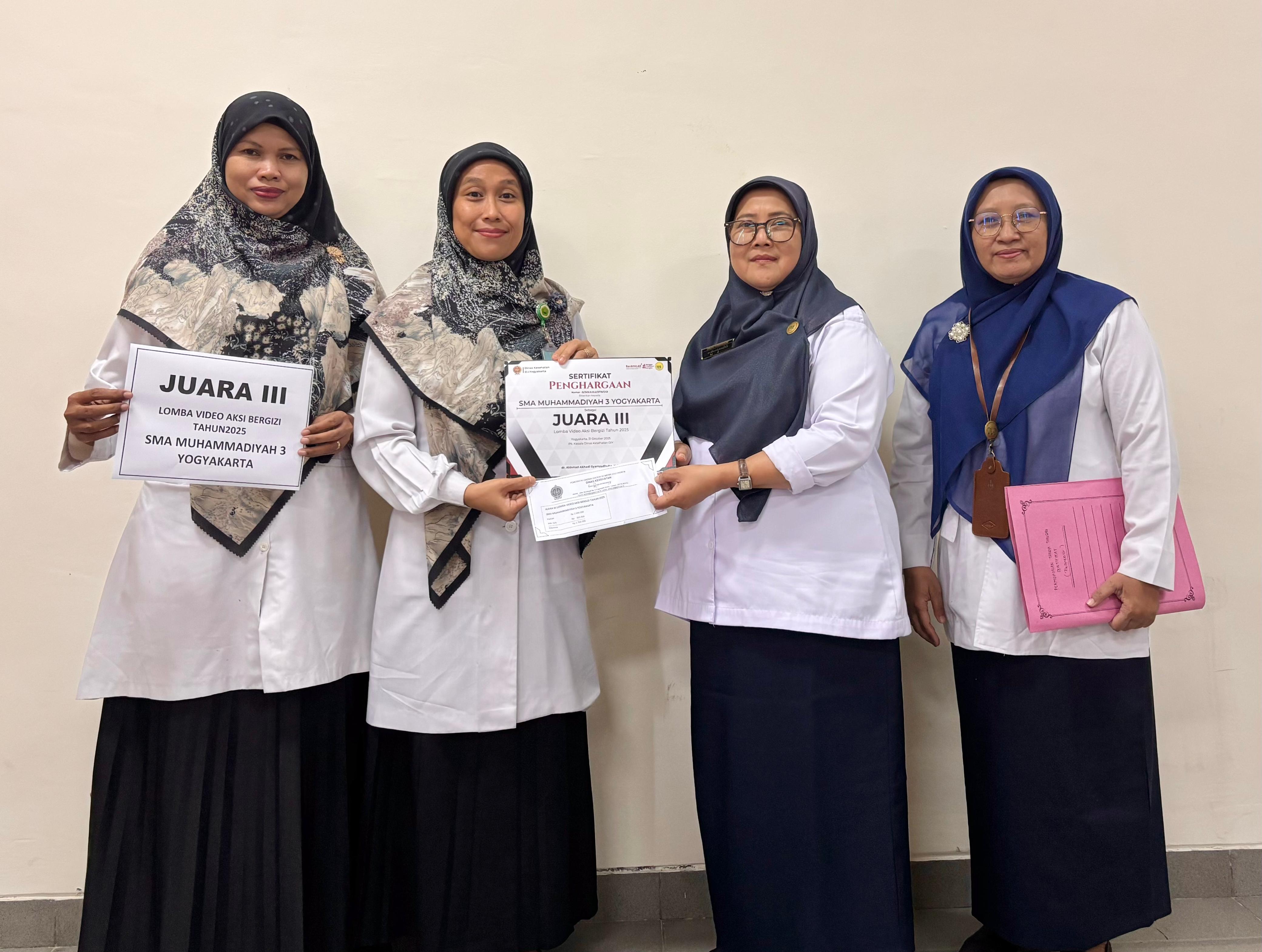 SMA Muhammadiyah 3 Yogyakarta Raih Juara III Lomba Video Aksi Bergizi Tingkat DIY 2025